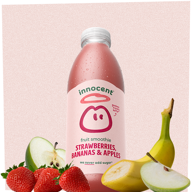 strawberries, bannans and apples smoothie